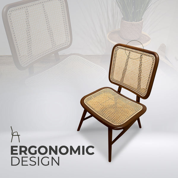 SELVIA Stylish Walnut Rattan Accent Chair - AVRS DESIGN