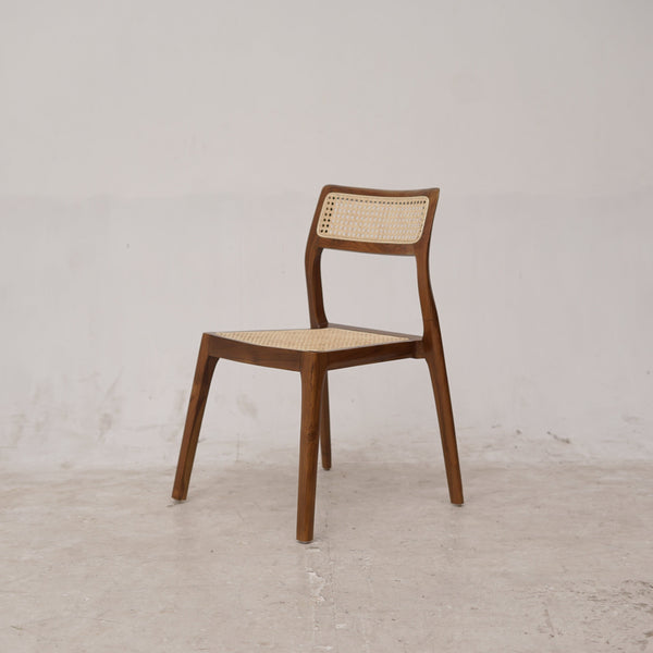 STACKING Walnut Rattan Dining Chair - AVRS DESIGN