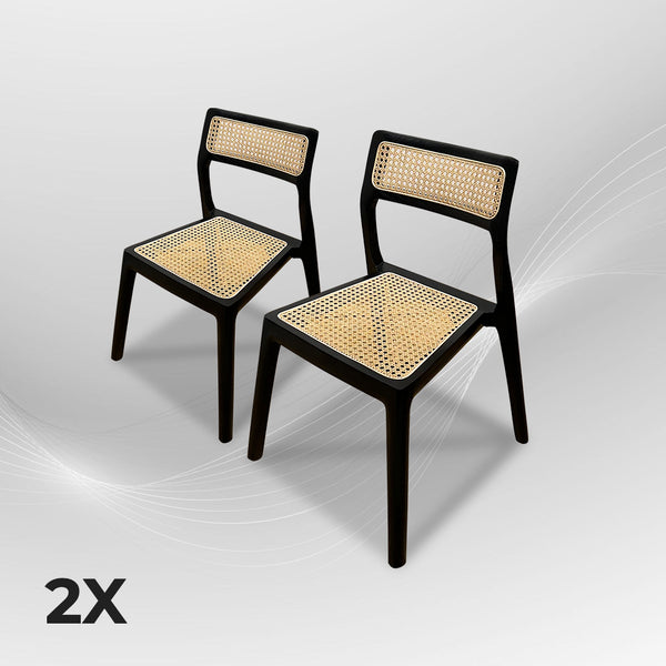 STACKING Walnut Rattan Dining Chair - AVRS DESIGN