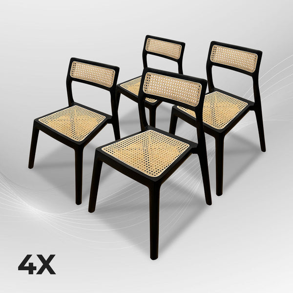 STACKING Walnut Rattan Dining Chair - AVRS DESIGN