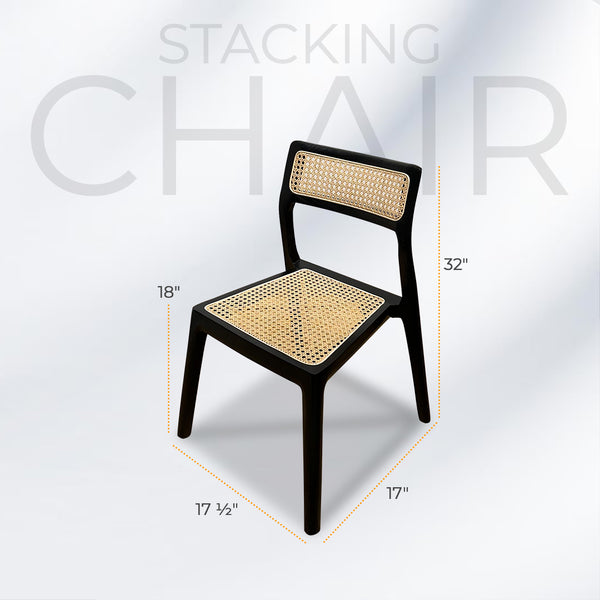 STACKING Black Rattan Dining Chair - AVRS DESIGN