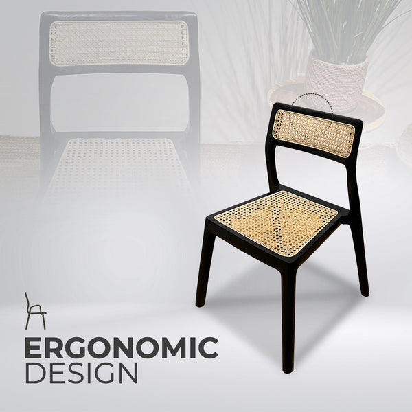 STACKING Black Rattan Dining Chair - AVRS DESIGN