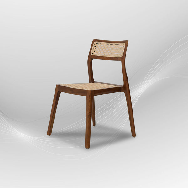 STACKING Walnut Rattan Dining Chair - AVRS DESIGN