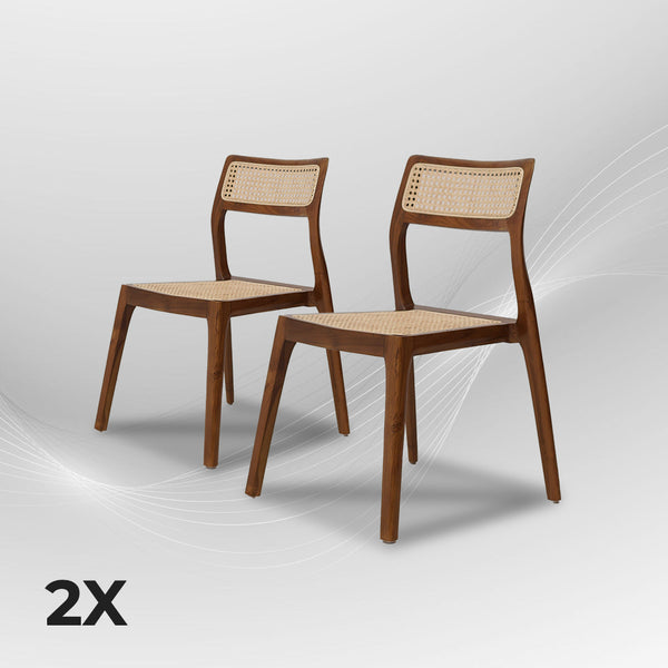 STACKING Walnut Rattan Dining Chair - AVRS DESIGN