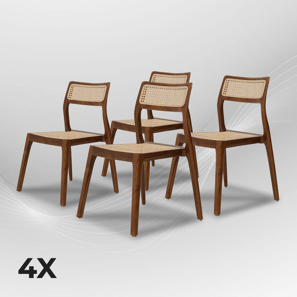 STACKING Walnut Rattan Dining Chair - AVRS DESIGN