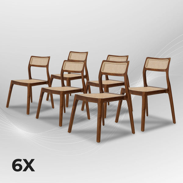 STACKING Walnut Rattan Dining Chair - AVRS DESIGN