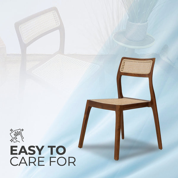 STACKING Walnut Rattan Dining Chair - AVRS DESIGN